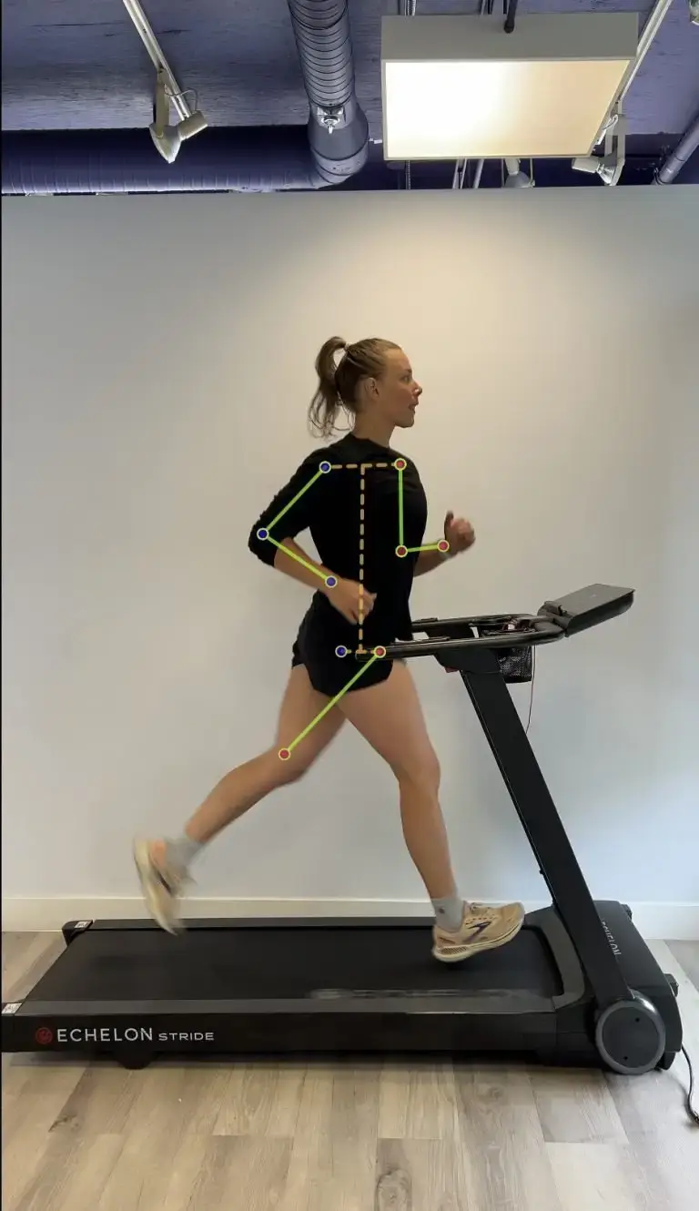 A female runner on the treadmill during a running assessment