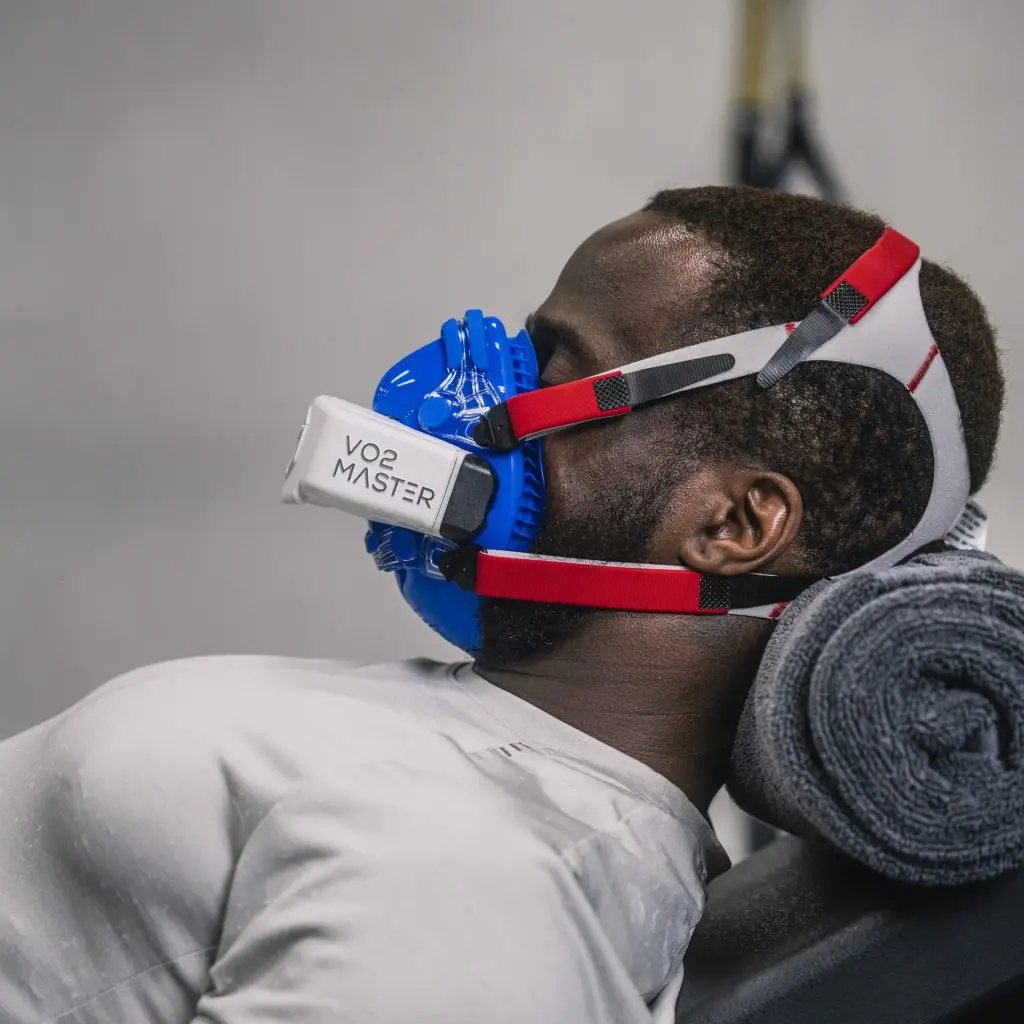 A male undergoing a resting metabolic rate test in Port Moody